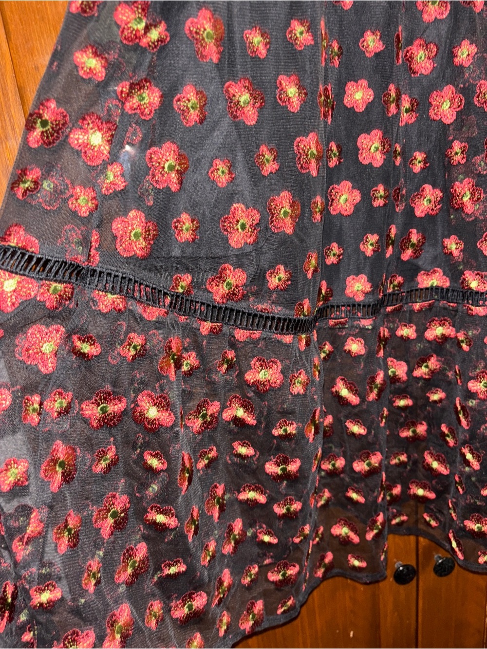 BB Dakota Black Dress with Red Floral Embroidery - Picture 7 of 9